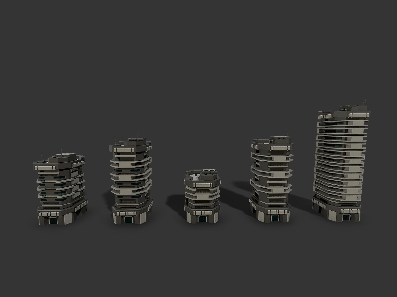 Lowpoly Modular Scifi Building 04 Low-poly 3D model_11