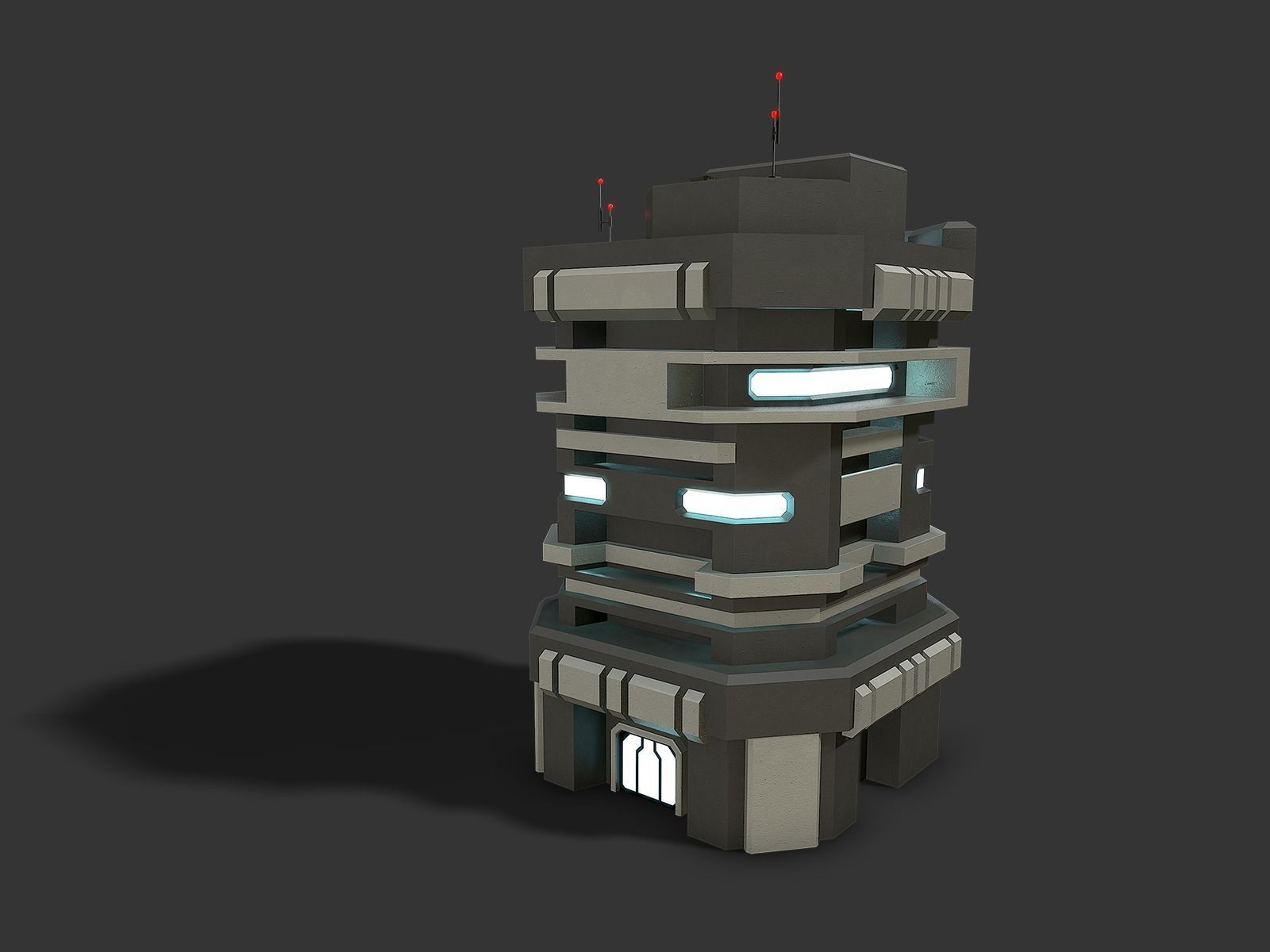 Lowpoly Modular Scifi Building 04 Low-poly 3D model_4