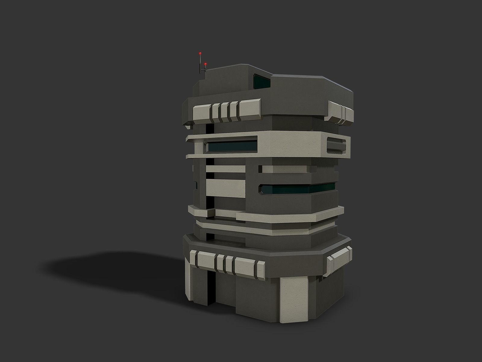 Lowpoly Modular Scifi Building 04 Low-poly 3D model_9