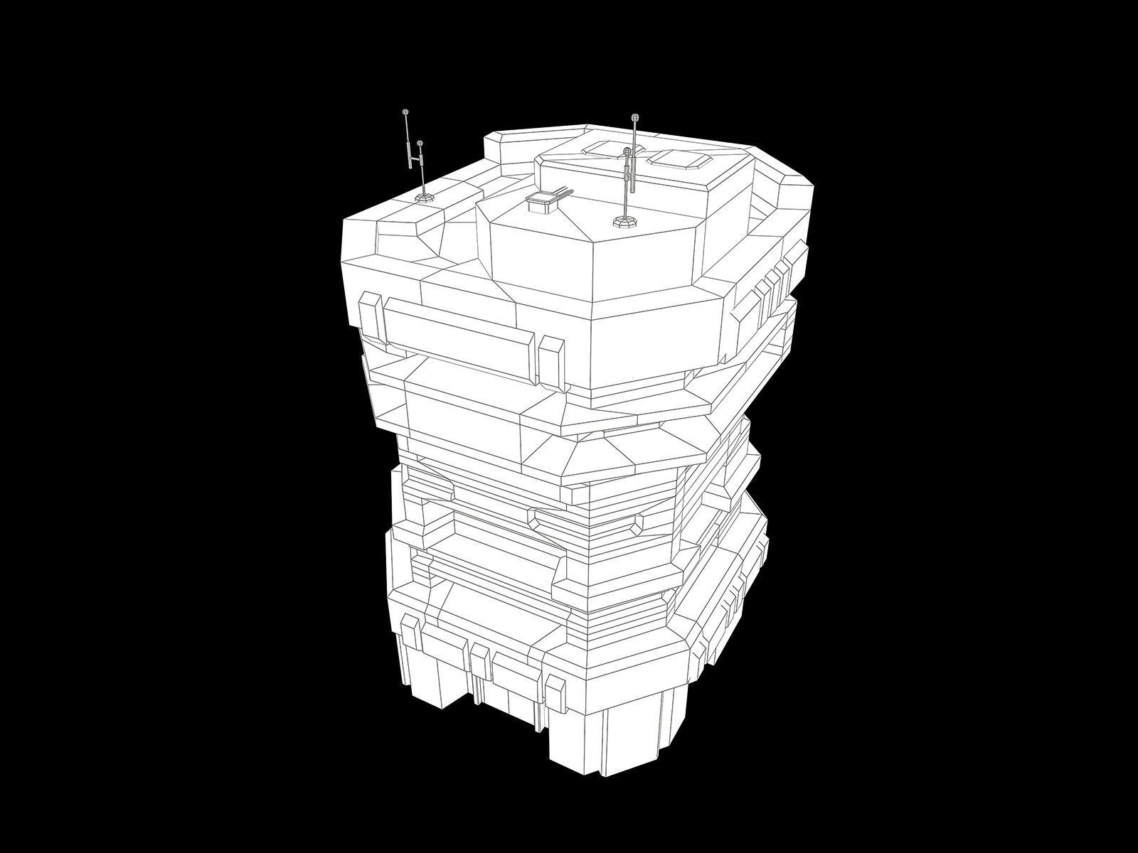 Lowpoly Modular Scifi Building 04 Low-poly 3D model_22