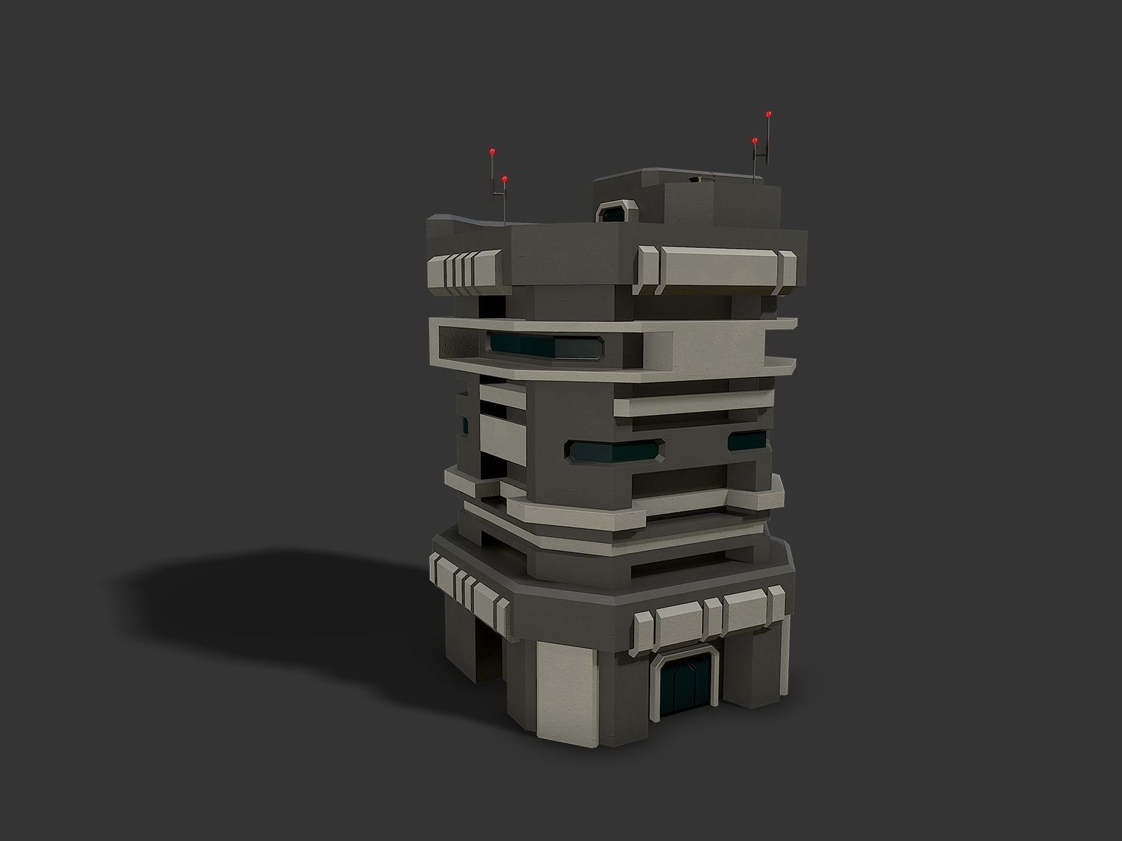Lowpoly Modular Scifi Building 04 Low-poly 3D model_7