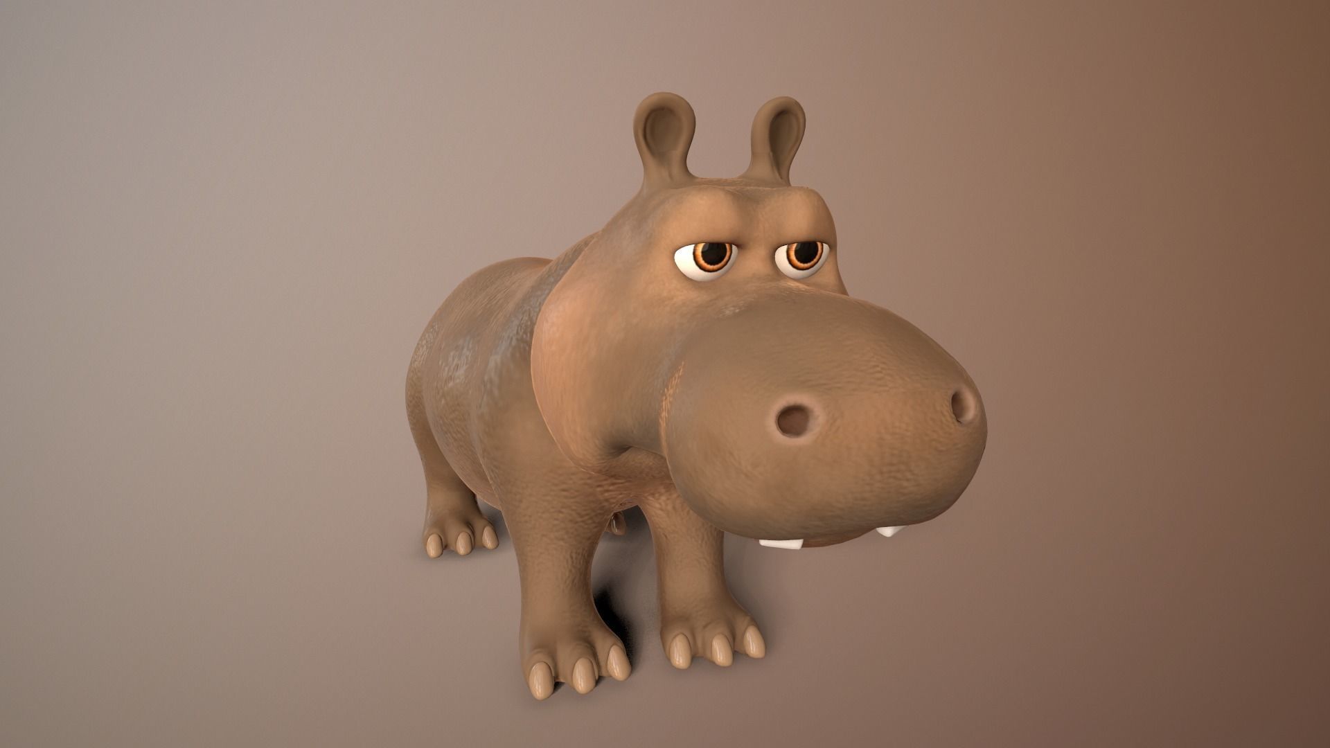cartoon hippo Low-poly 3D model_9