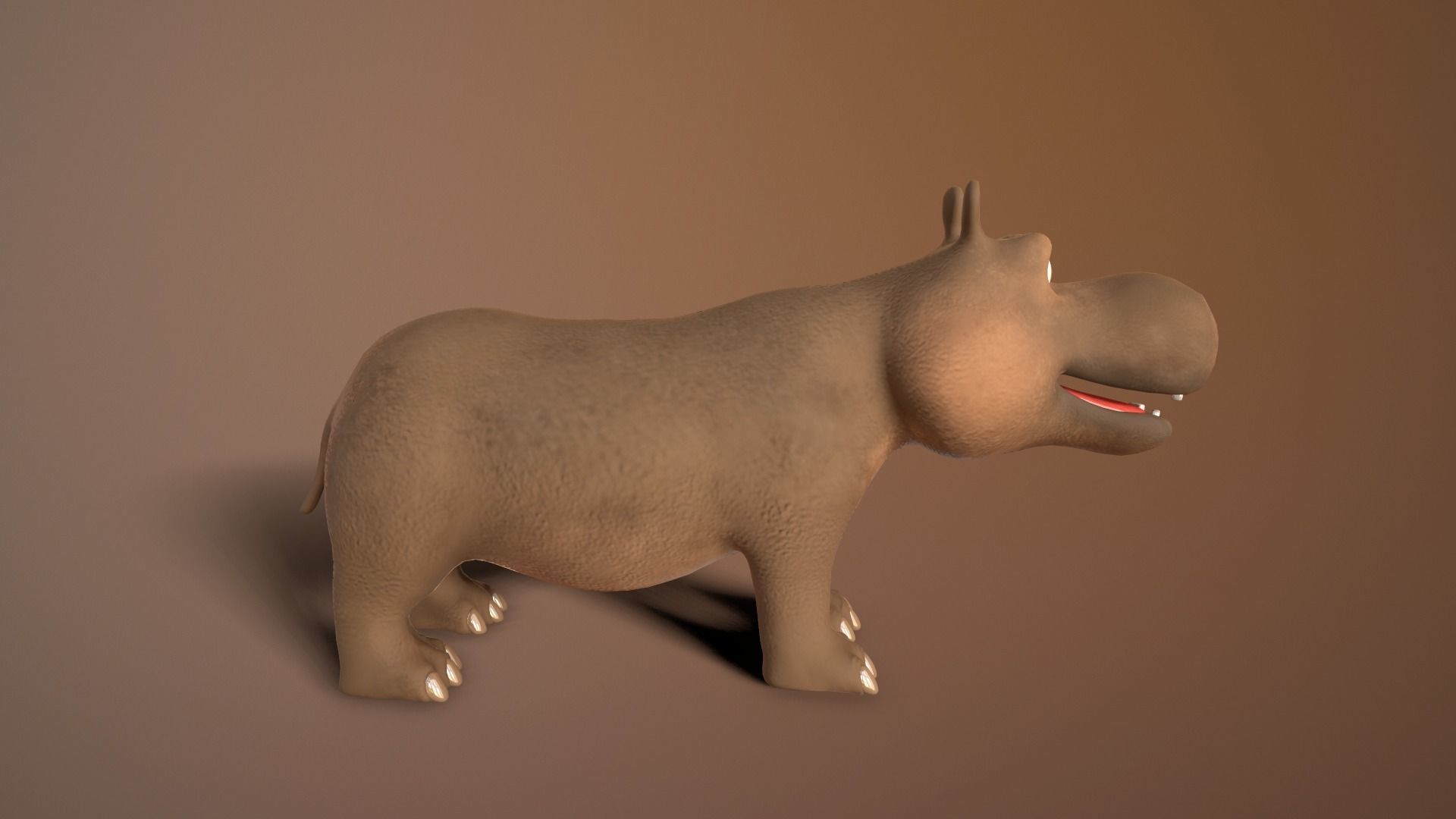 cartoon hippo Low-poly 3D model_5