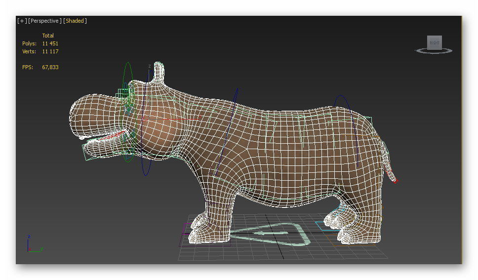 cartoon hippo Low-poly 3D model_11