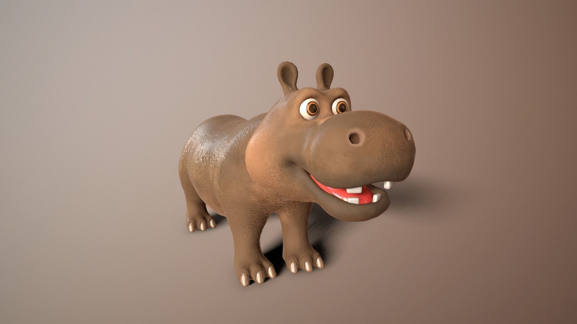 cartoon hippo Low-poly 3D model_2