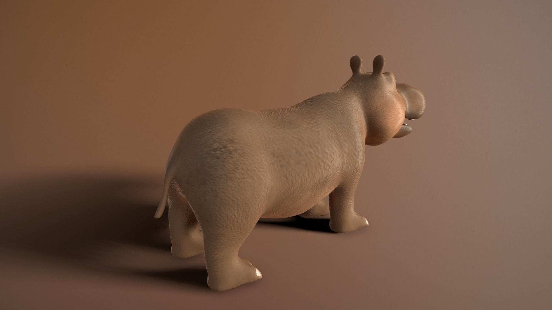 cartoon hippo Low-poly 3D model_6