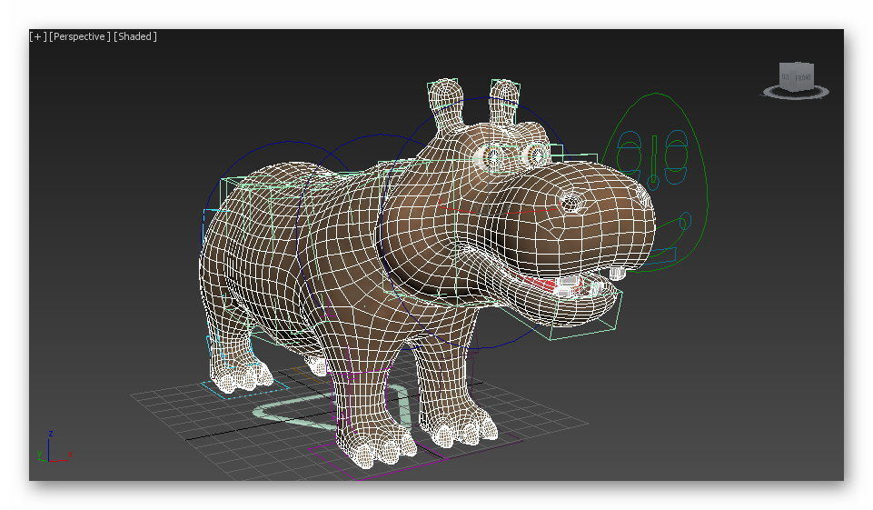 cartoon hippo Low-poly 3D model_10