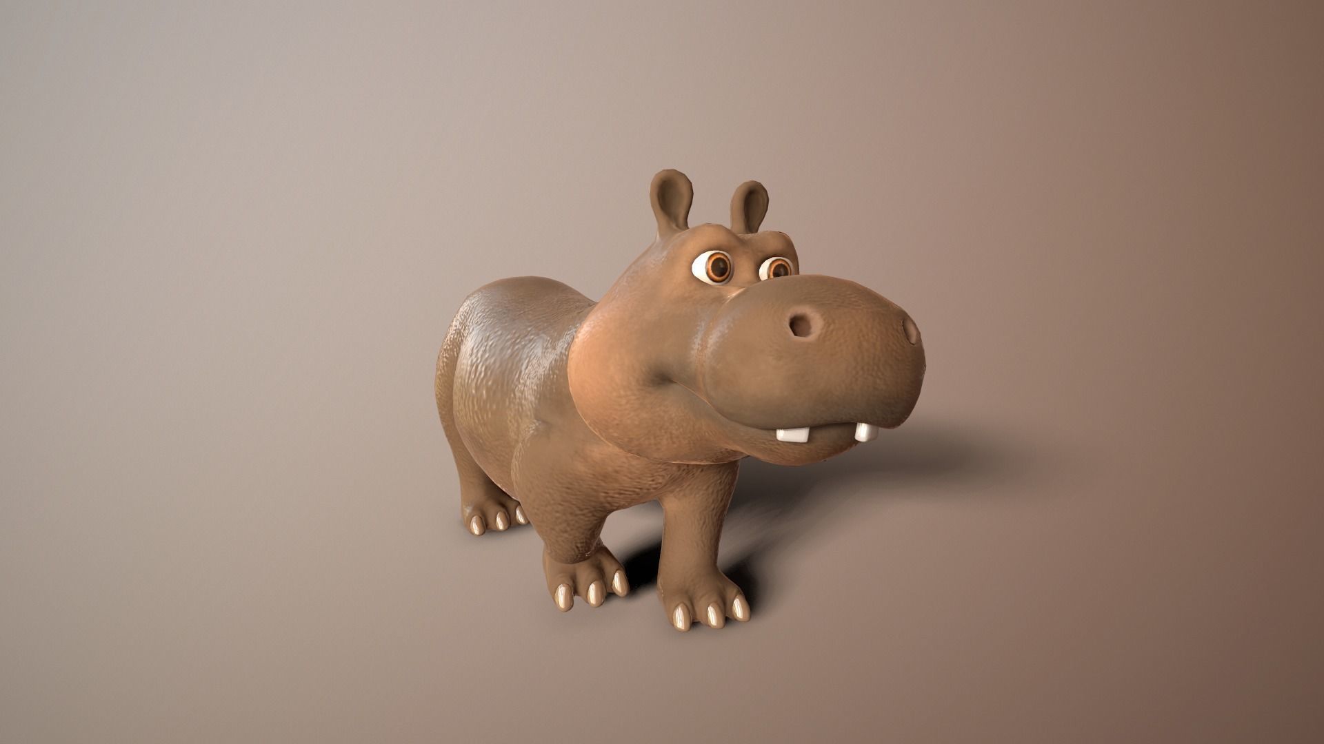 cartoon hippo Low-poly 3D model_8