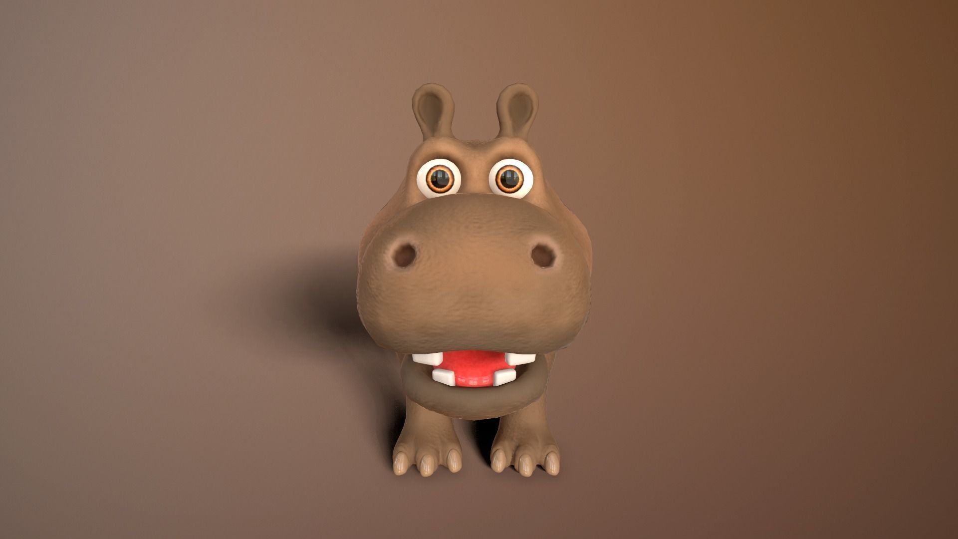 cartoon hippo Low-poly 3D model_7