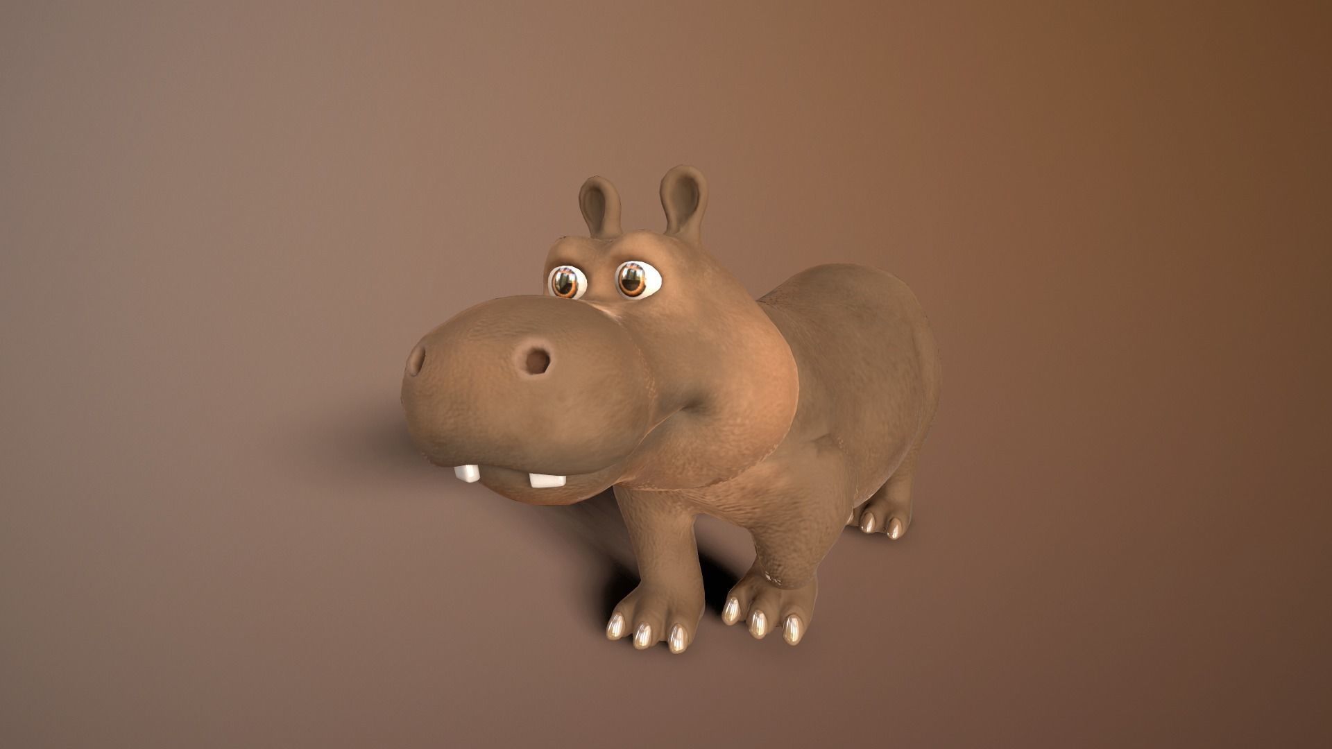 cartoon hippo Low-poly 3D model_3