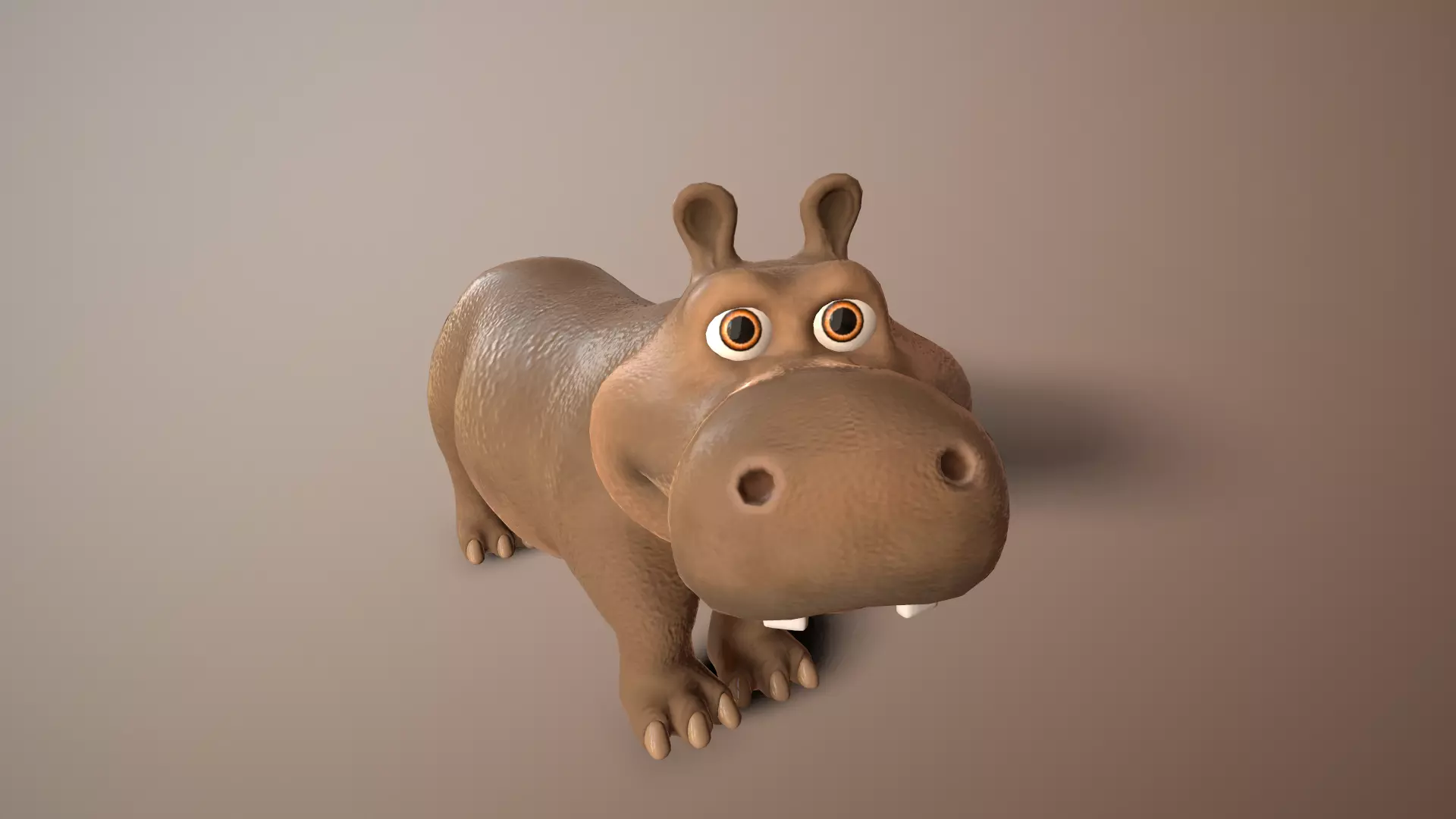 cartoon hippo Low-poly 3D model_0