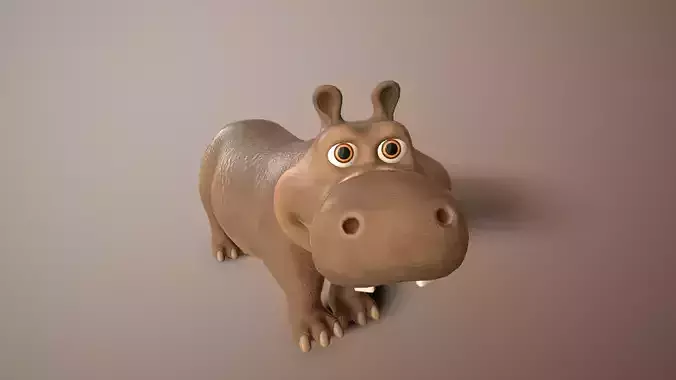 cartoon hippo Low-poly 3D model