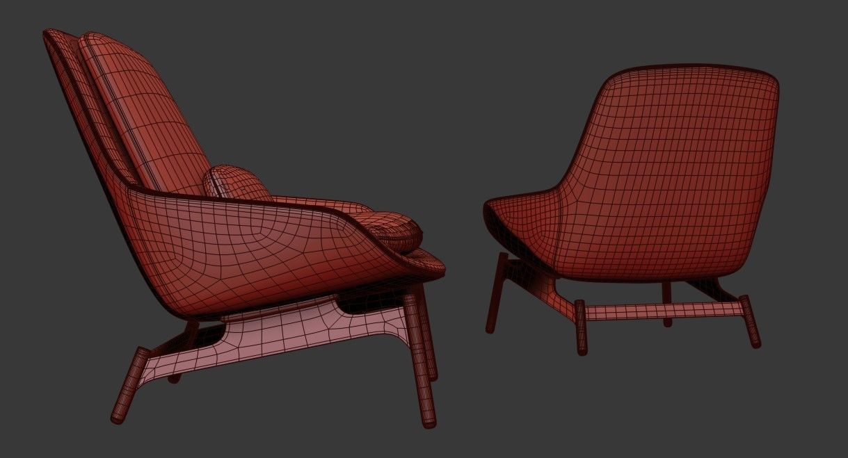 Blu Dot Leather Field Lounge Chair 3D model_4