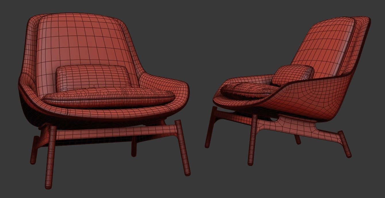 Blu Dot Leather Field Lounge Chair 3D model_3