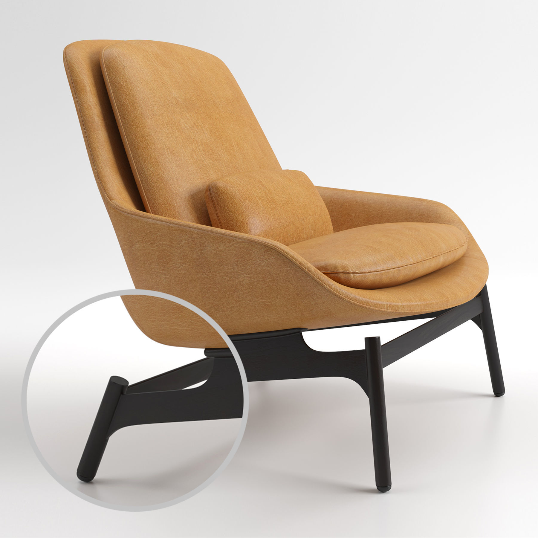 Blu Dot Leather Field Lounge Chair 3D model_2