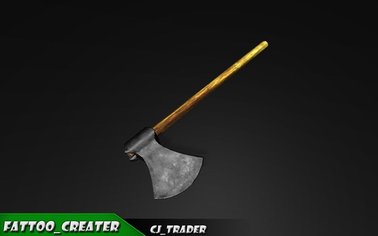 PBR Medieval Realistic Axe Low-Poly 3D Model Low-poly 3D model_1