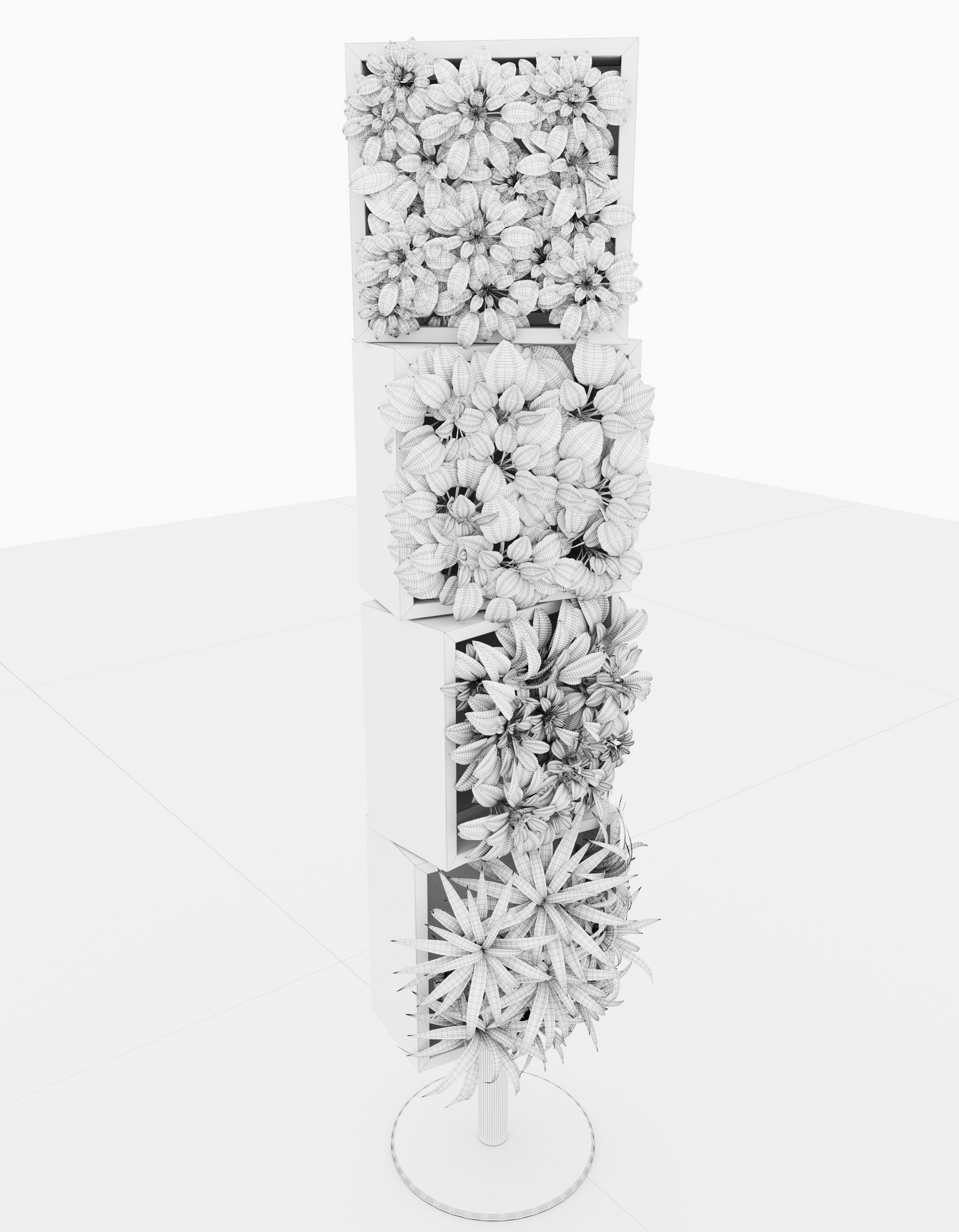 Plant041 plant stand with different plants 3D model_3