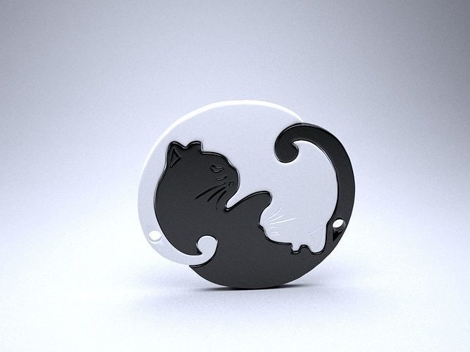 Yin-Yang Cat Pendant 3D print model