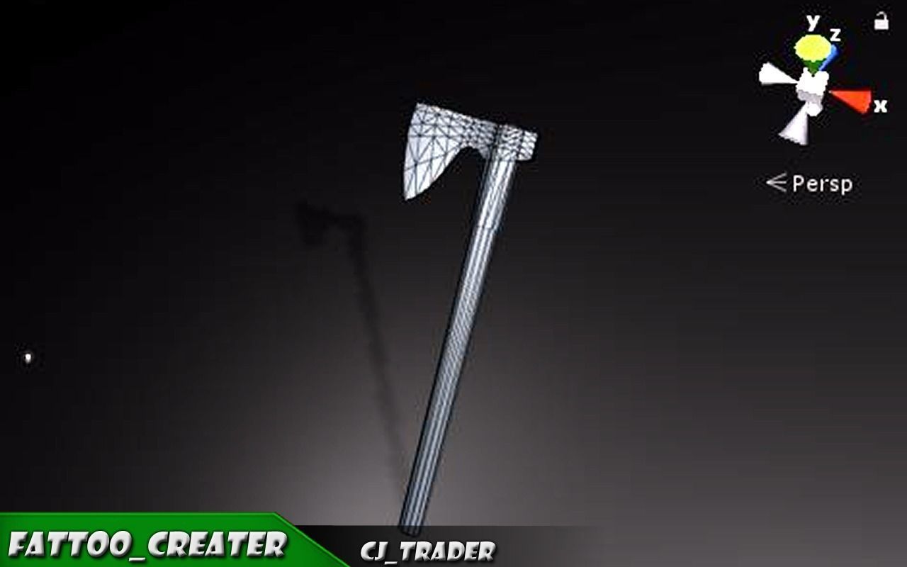 Medieval Axe Lowpoly 3d model Low-poly 3D model_6