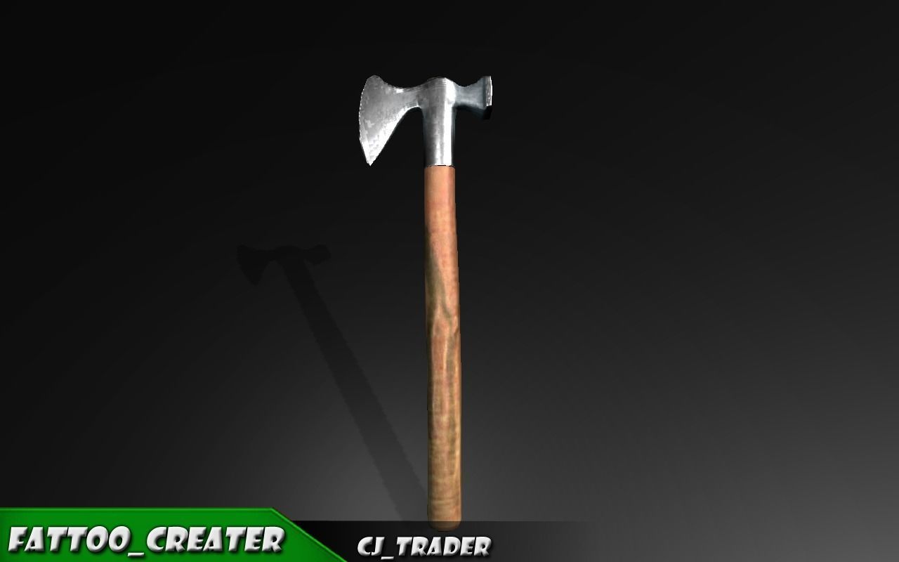 Medieval Axe Lowpoly 3d model Low-poly 3D model_4