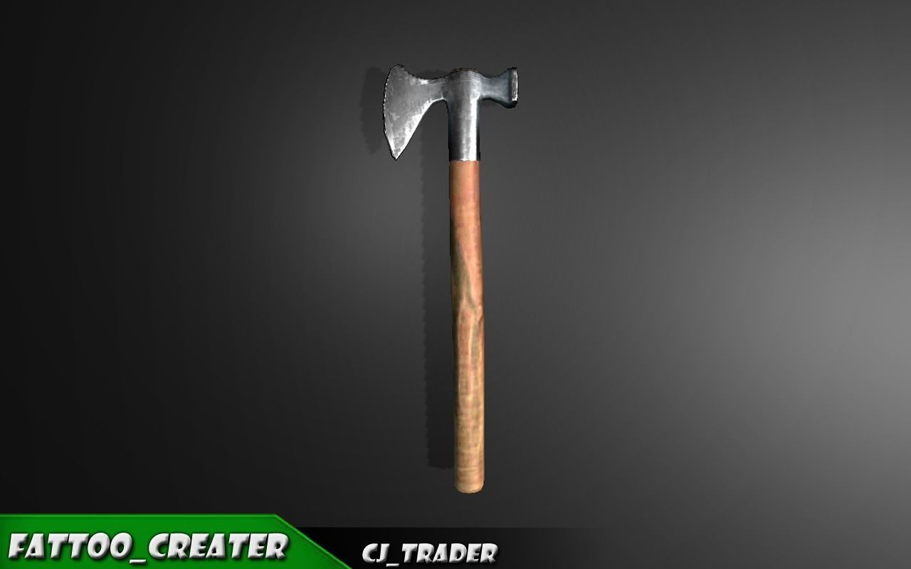 Medieval Axe Lowpoly 3d model Low-poly 3D model_2