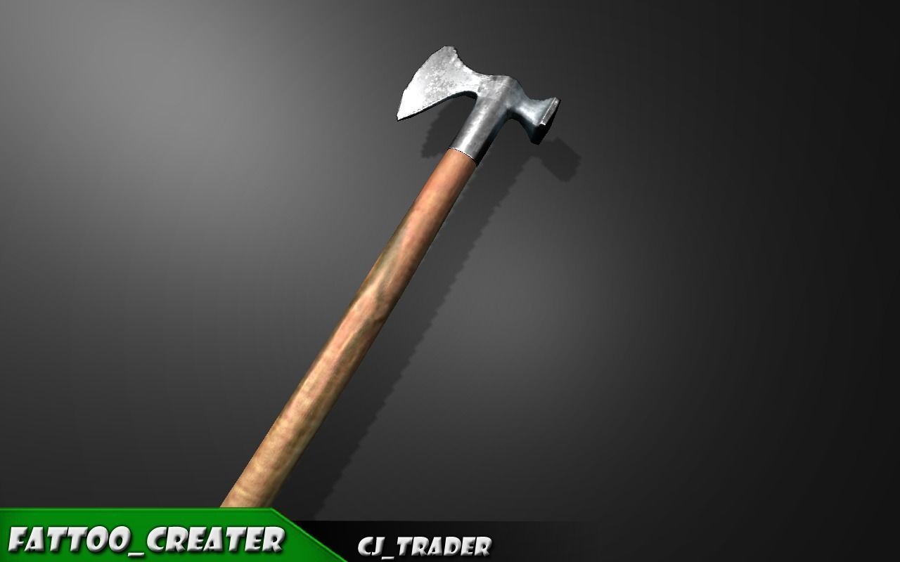 Medieval Axe Lowpoly 3d model Low-poly 3D model_1