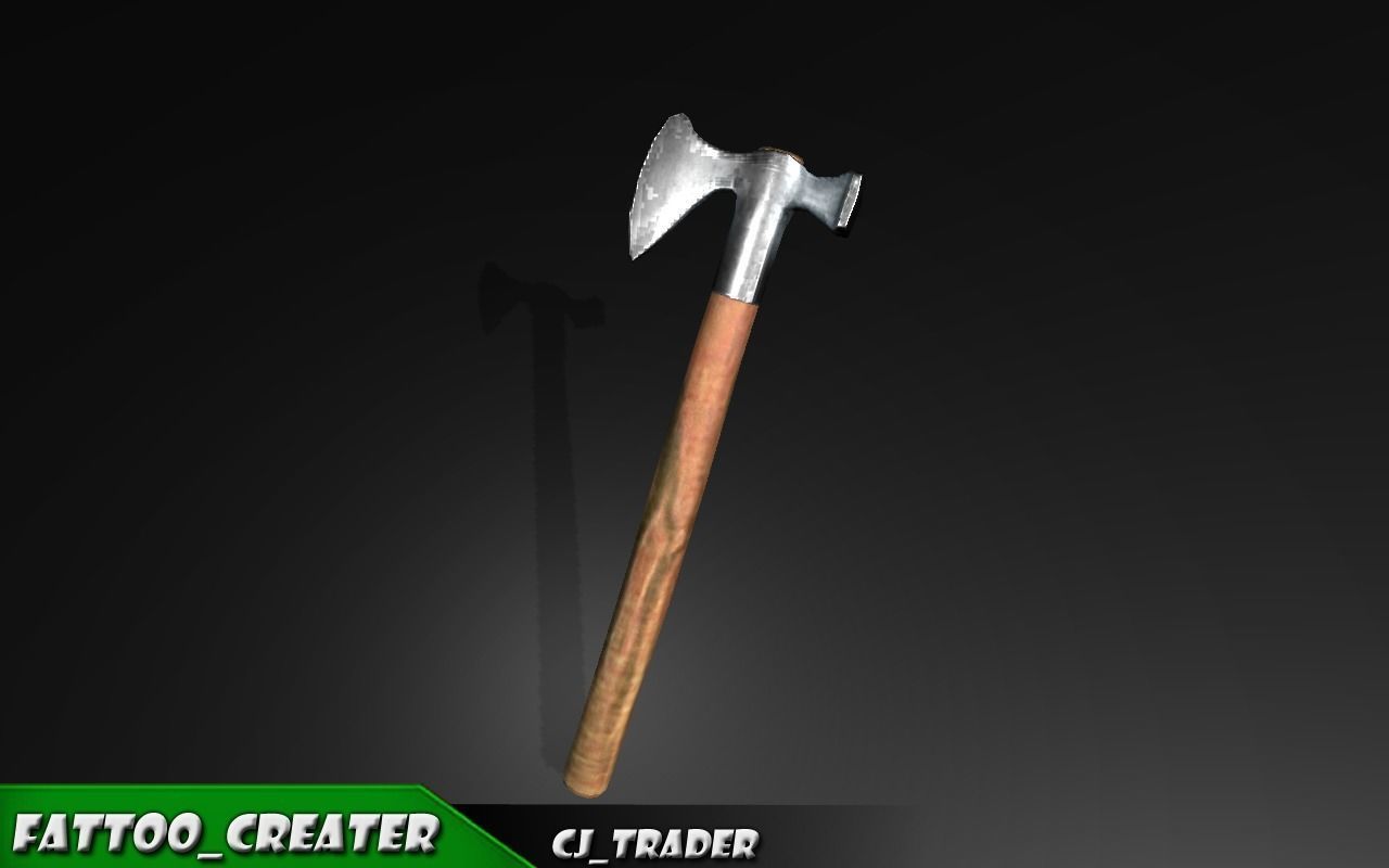 Medieval Axe Lowpoly 3d model Low-poly 3D model_3