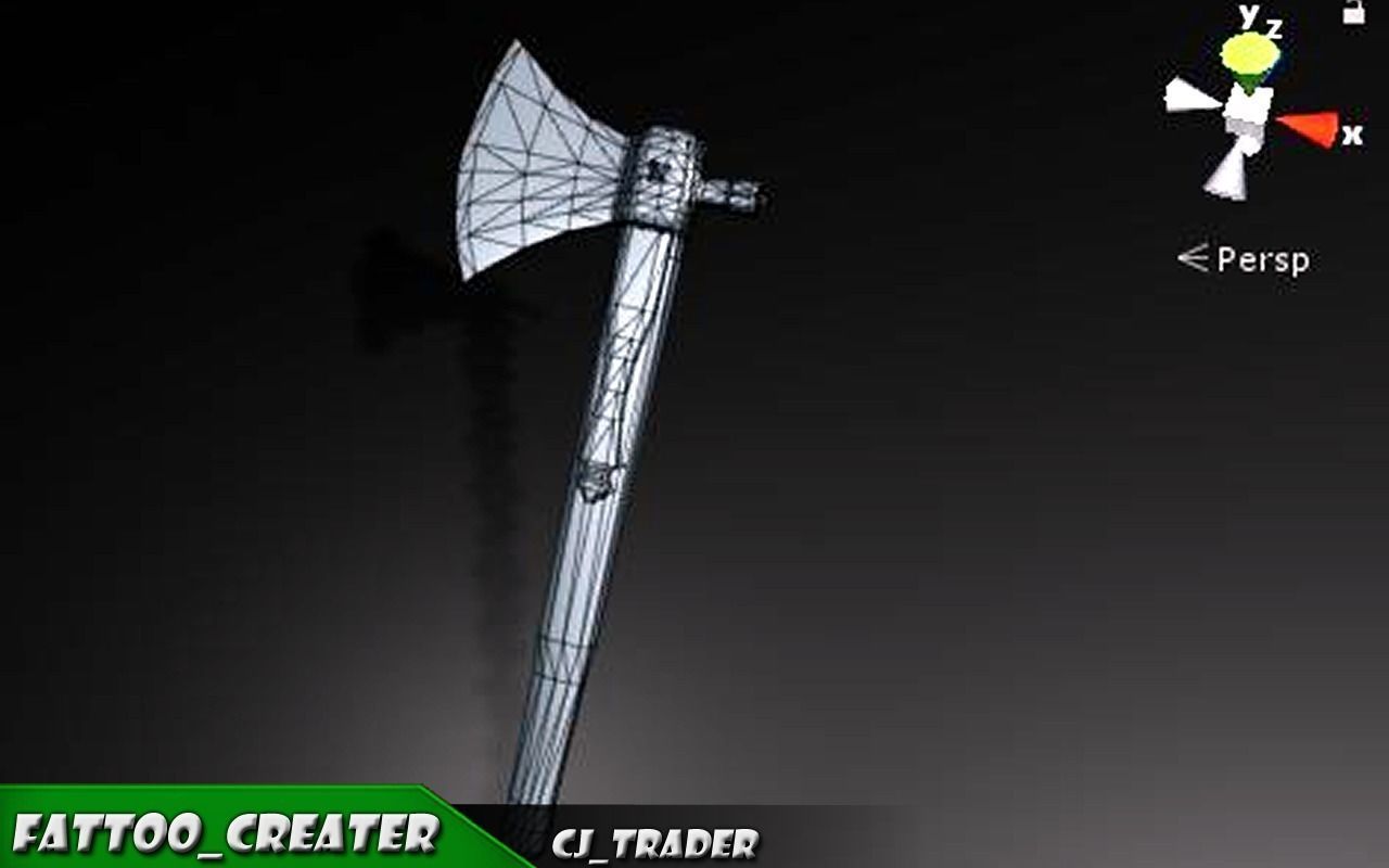 Modern Realistic Medieval PBR Axe Lowpoly 3d model Low-poly 3D model_7