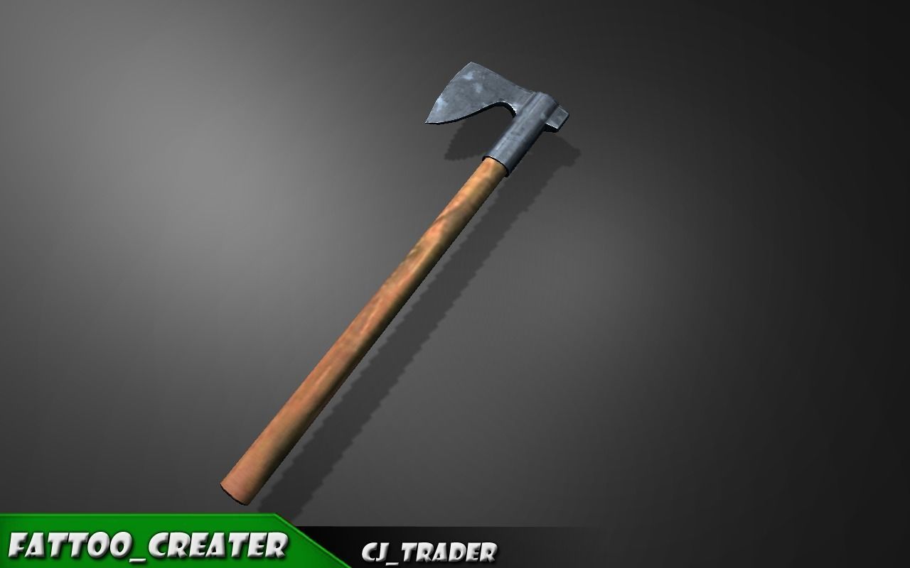 Modern Wood Axe Lowpoly 3d model Low-poly 3D model_1
