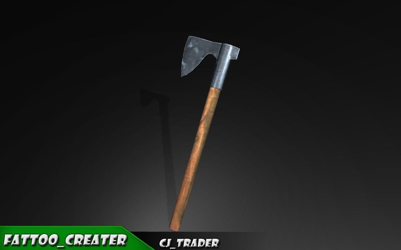 Modern Wood Axe Lowpoly 3d model Low-poly 3D model_3