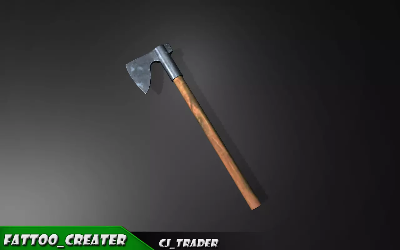 Modern Wood Axe Lowpoly 3d model Low-poly 3D model_0