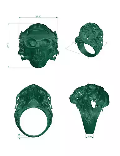 Ring skull  Ring Jewelry size german 18 19 20 21 22 