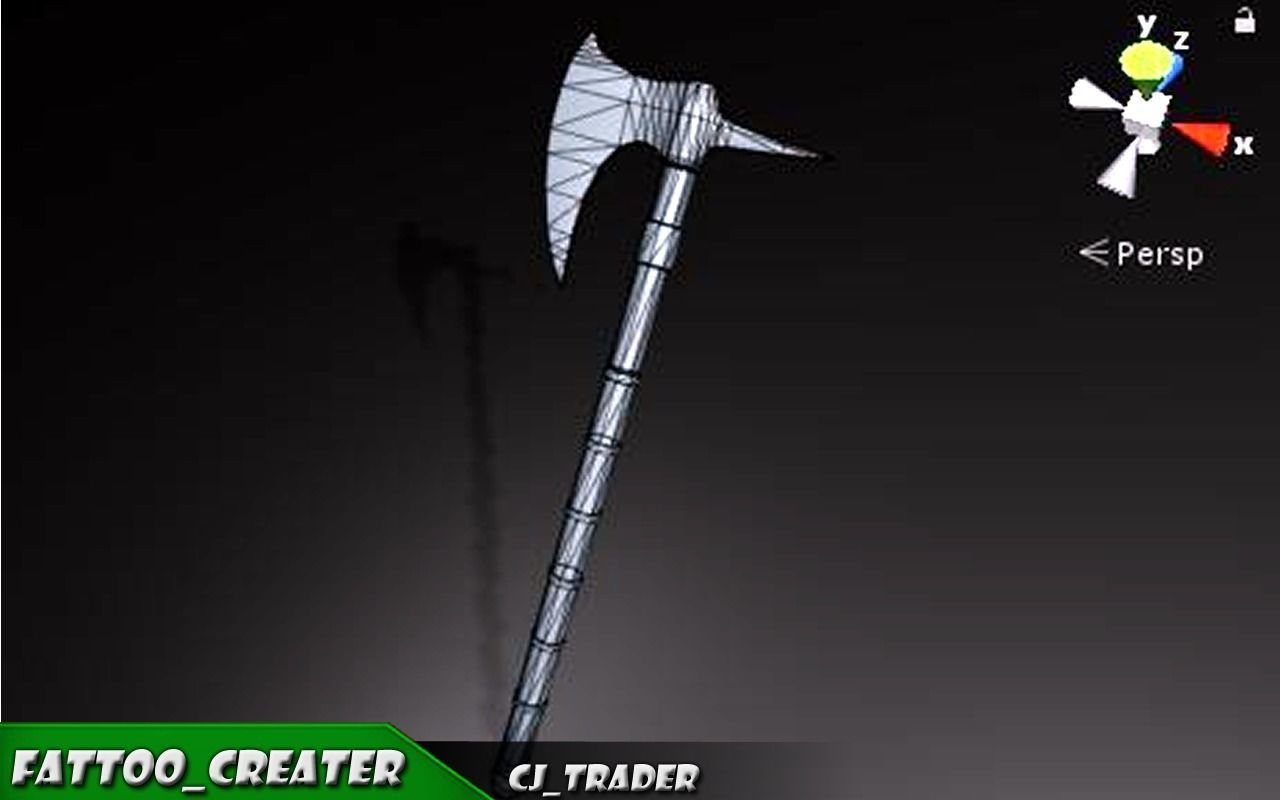 Modern War Axe Lowpoly 3d model Low-poly 3D model_5