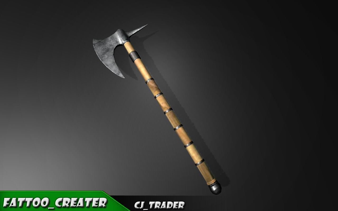 Modern War Axe Lowpoly 3d model Low-poly 3D model_1