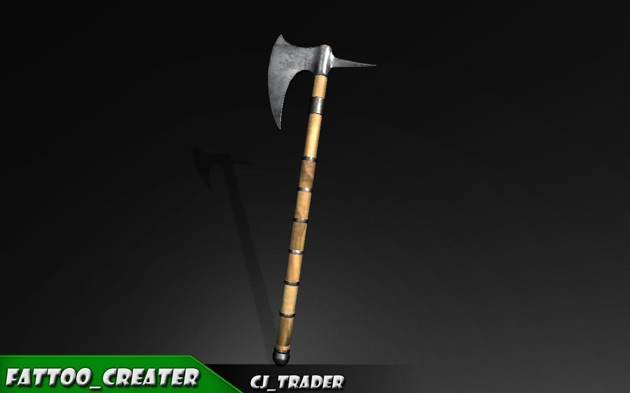 Modern War Axe Lowpoly 3d model Low-poly 3D model_4