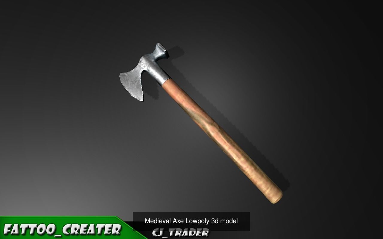 Medieval PBR Axe Collection Pack Low-Poly 3D Model _3