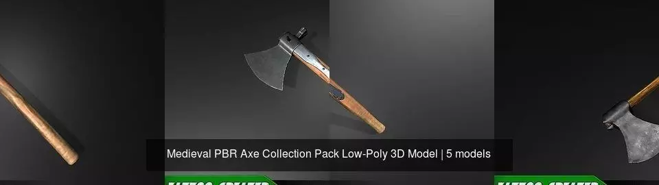 Medieval PBR Axe Collection Pack Low-Poly 3D Model _1