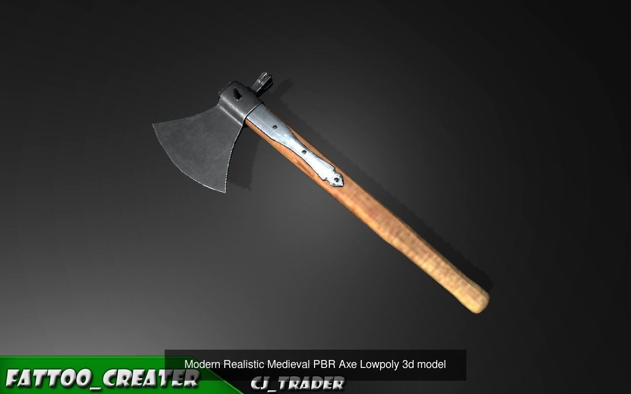 Medieval PBR Axe Collection Pack Low-Poly 3D Model _4