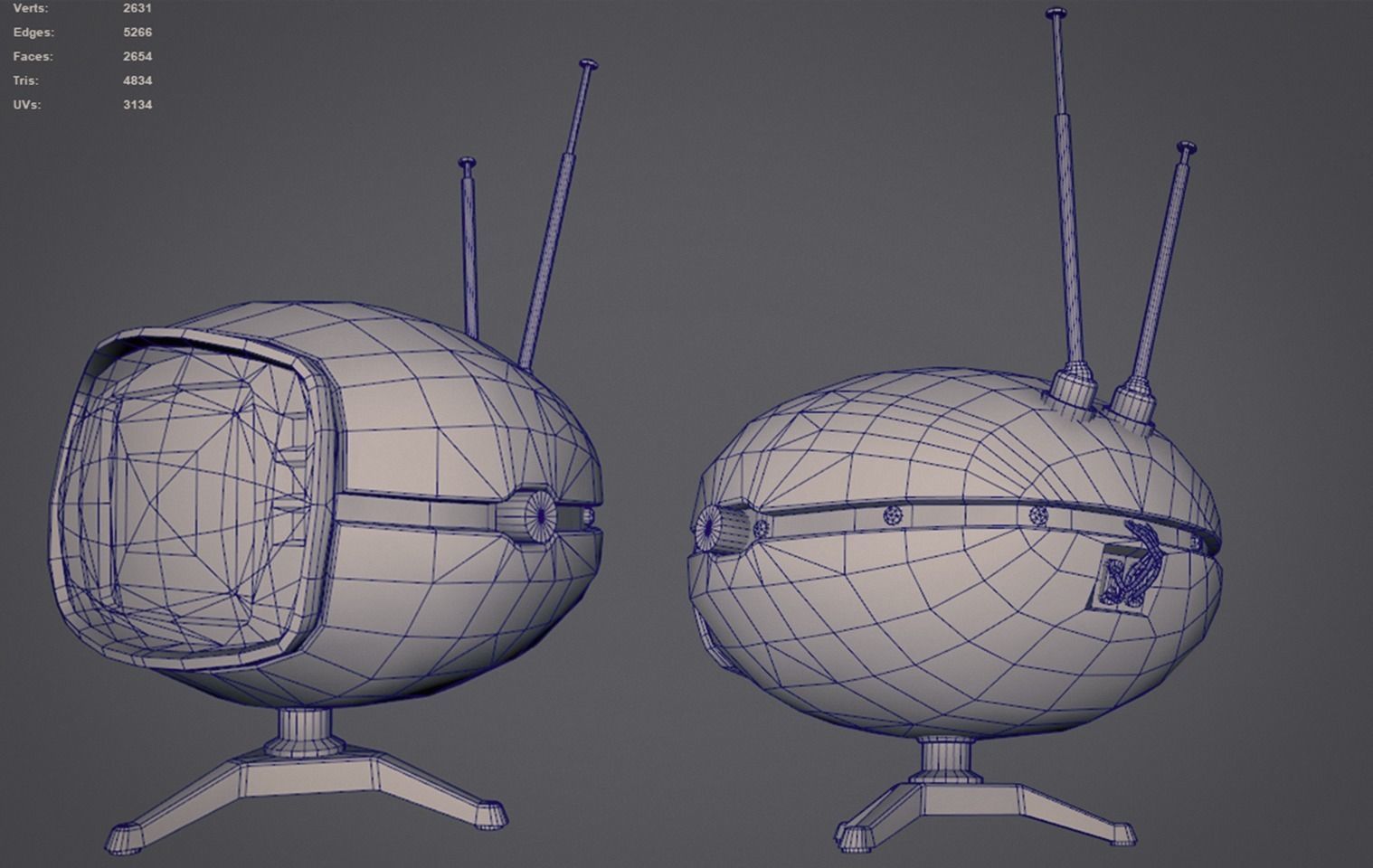 Retro TV Low-poly 3D model_1