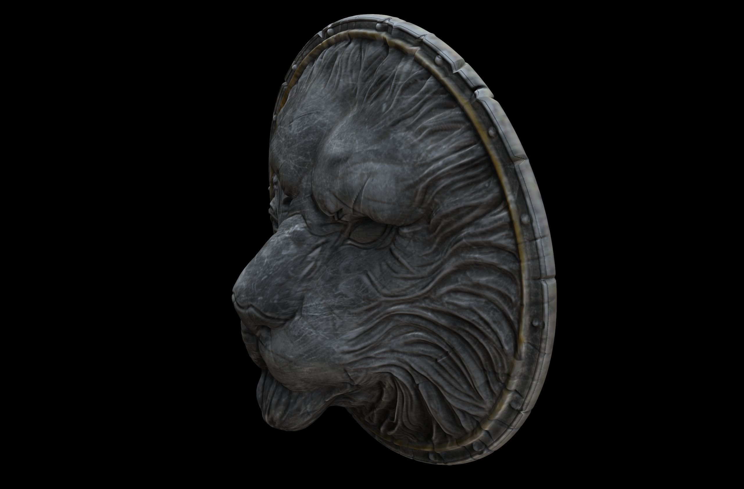 Lion Shield for game or movie 3D model_2