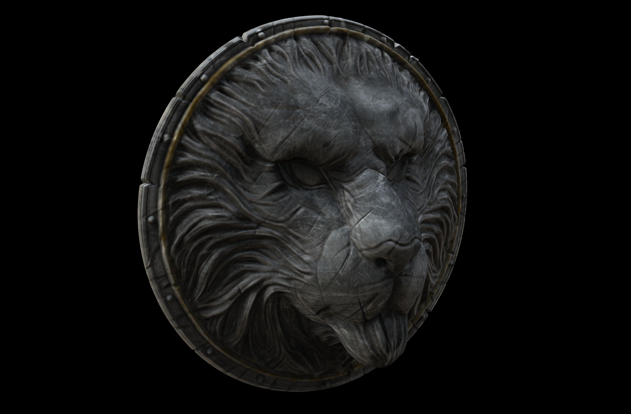 Lion Shield for game or movie 3D model_1