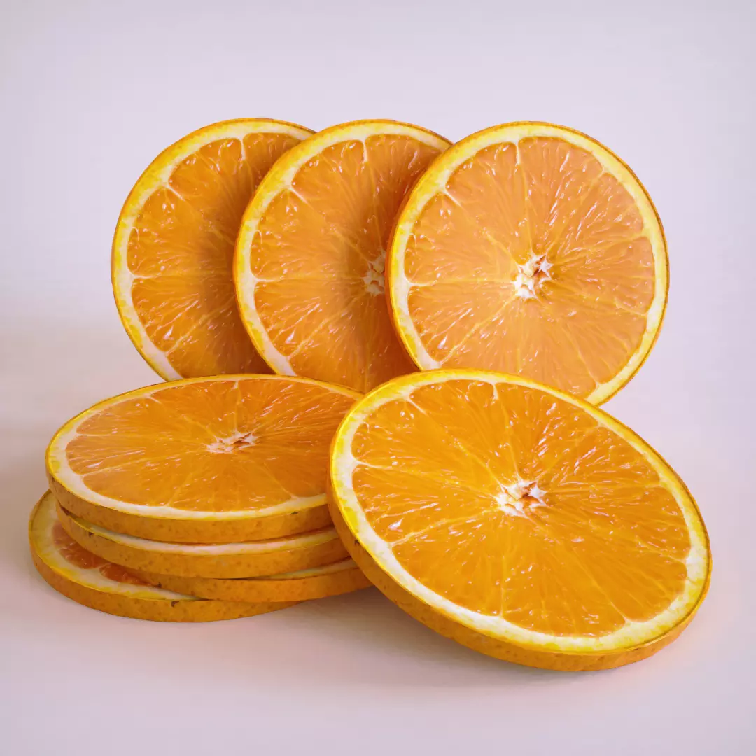 Orange slice cirlce Low-poly 3D model_0