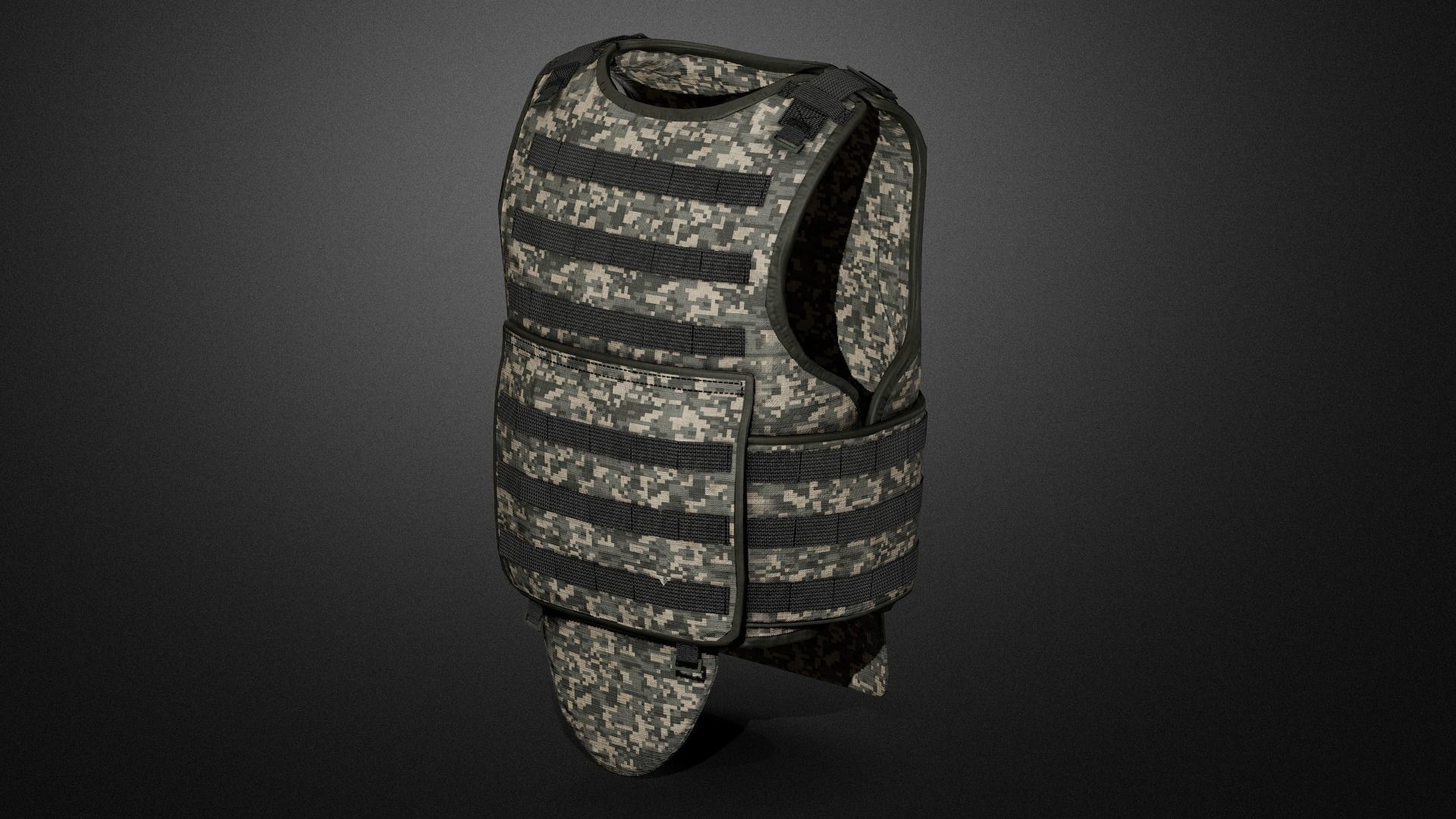 Army vest Low-poly 3D model_5