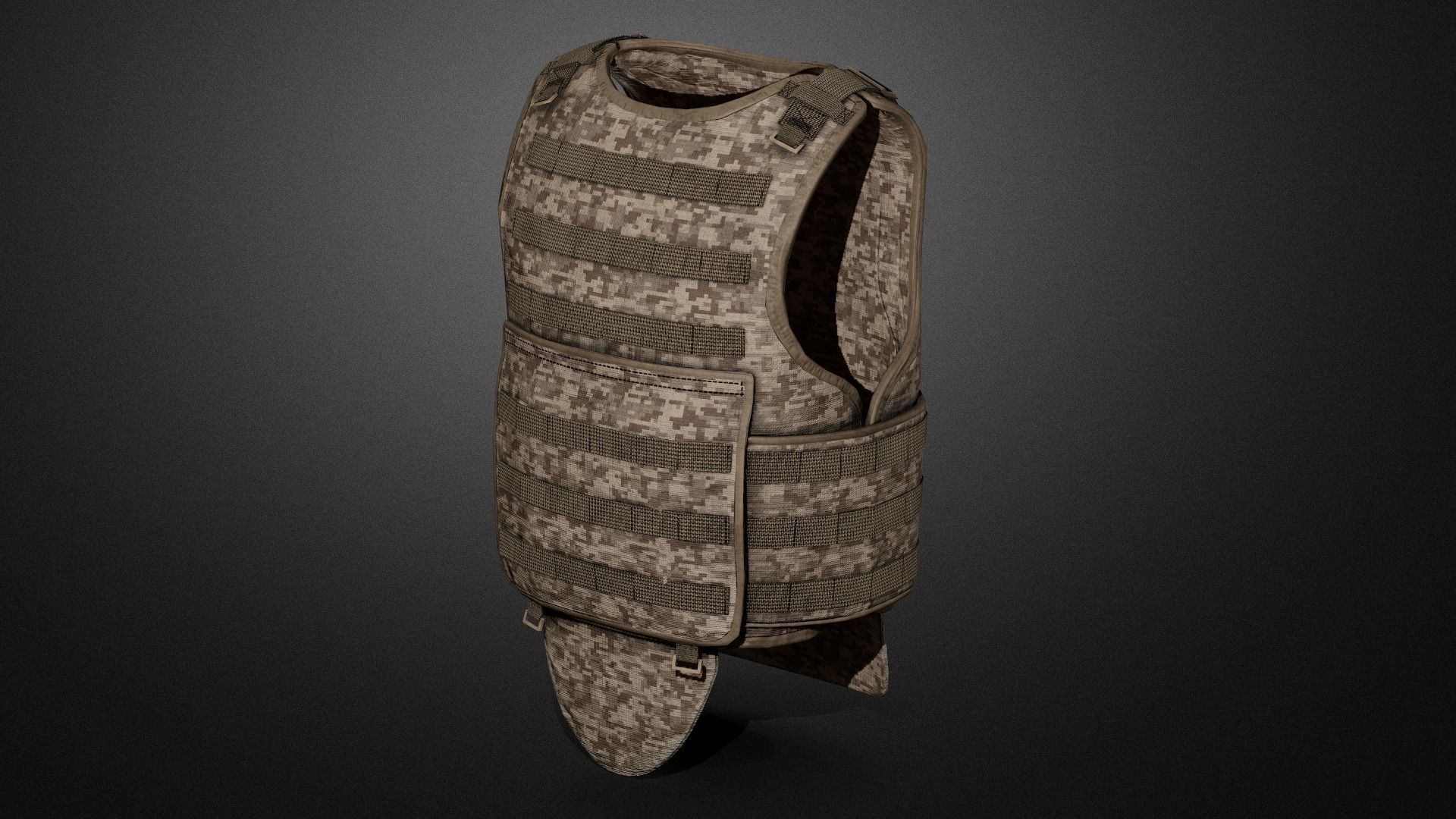 Army vest Low-poly 3D model_9