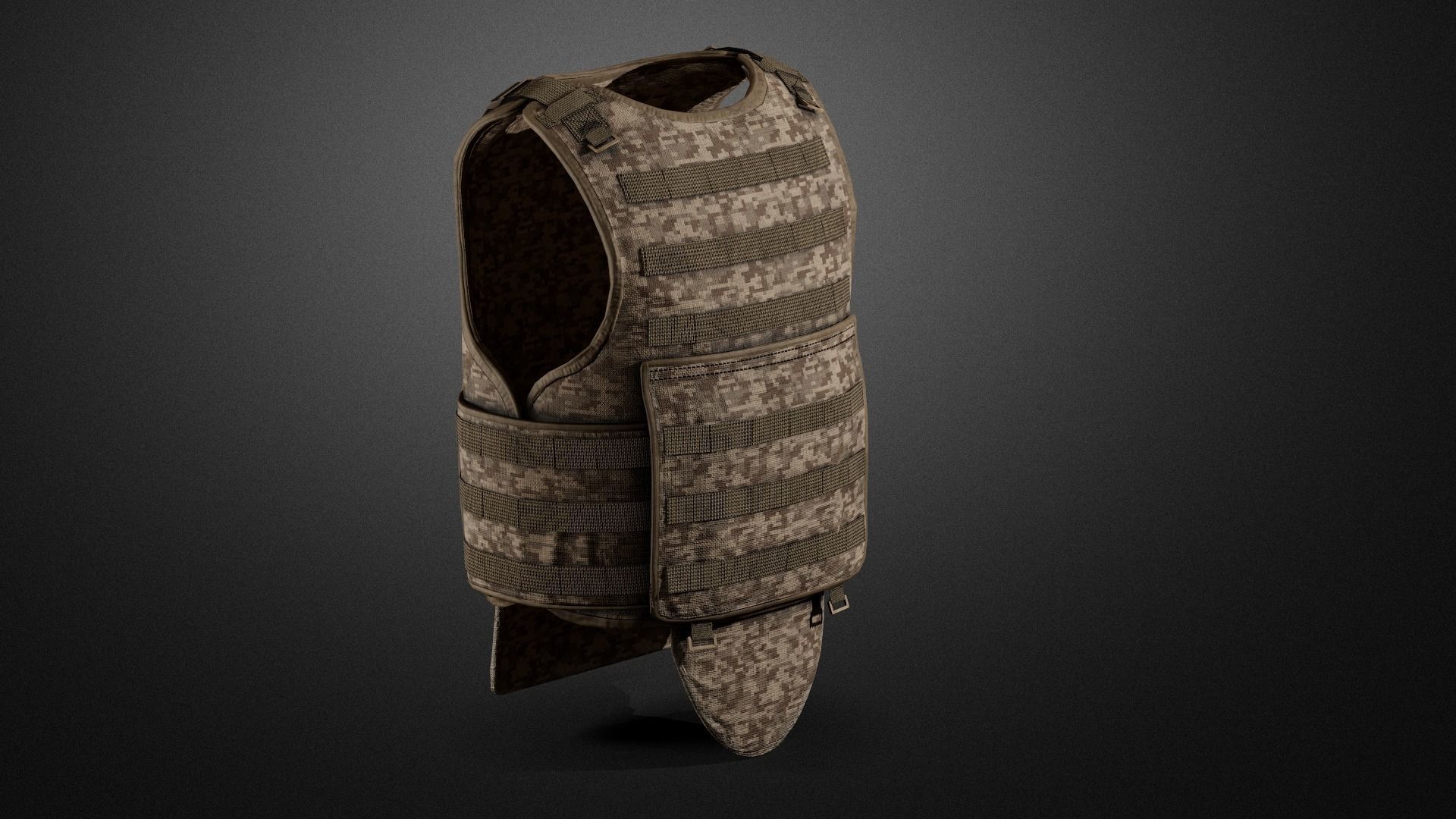 Army vest Low-poly 3D model_10