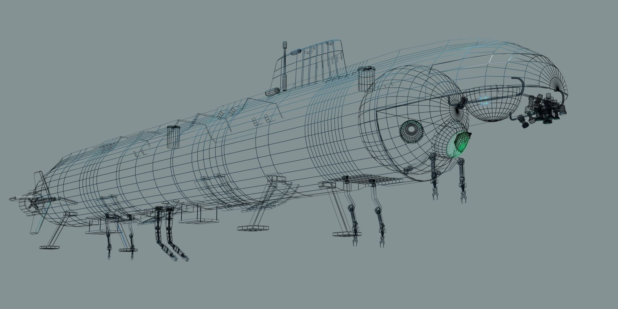 LOSHARIK 3d model submarine floating in ocean 3D model_12