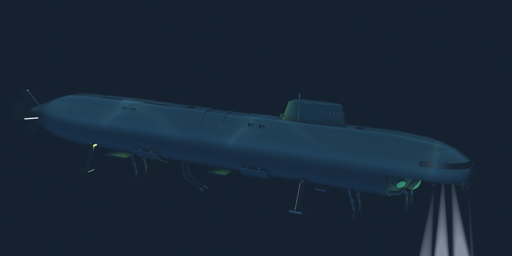 LOSHARIK 3d model submarine floating in ocean 3D model_1
