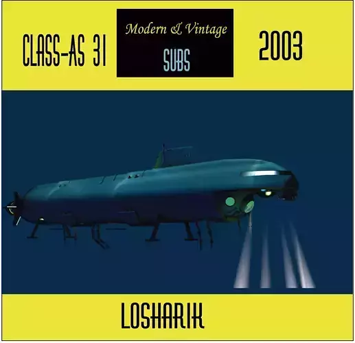 LOSHARIK 3d model submarine floating in ocean 3D model