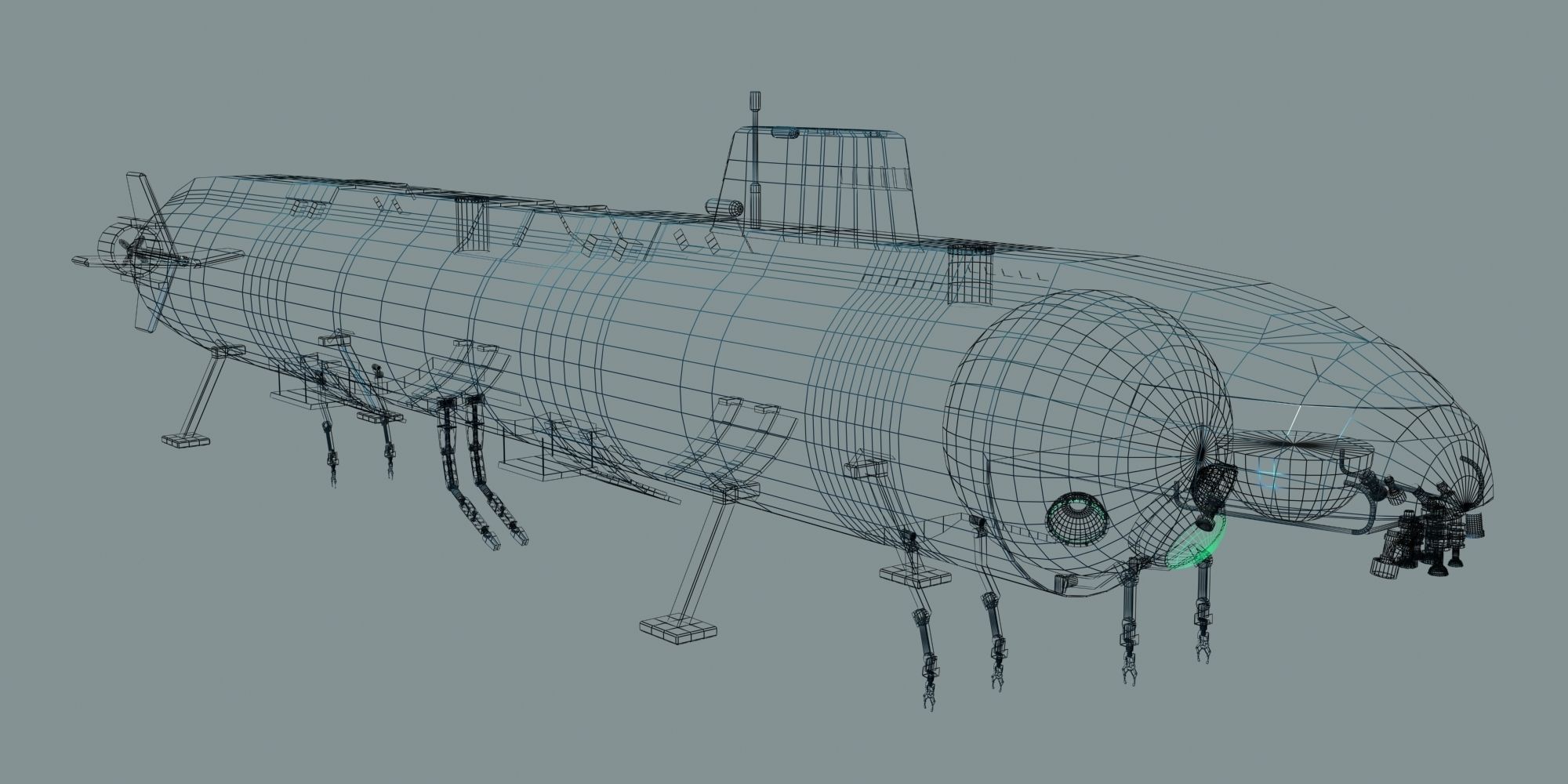 LOSHARIK 3d model submarine floating in ocean 3D model_11