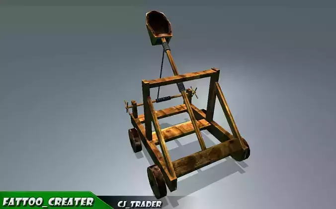 Medieval Animated Catapult Low-poly 3D model Low-poly 3D model
